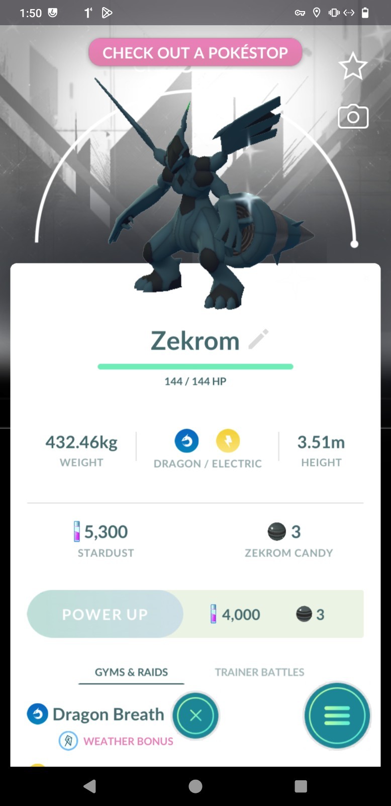 ✨ Shiny Zekrom Background GoTour White ✨ – P T C – 80kStardust – Description