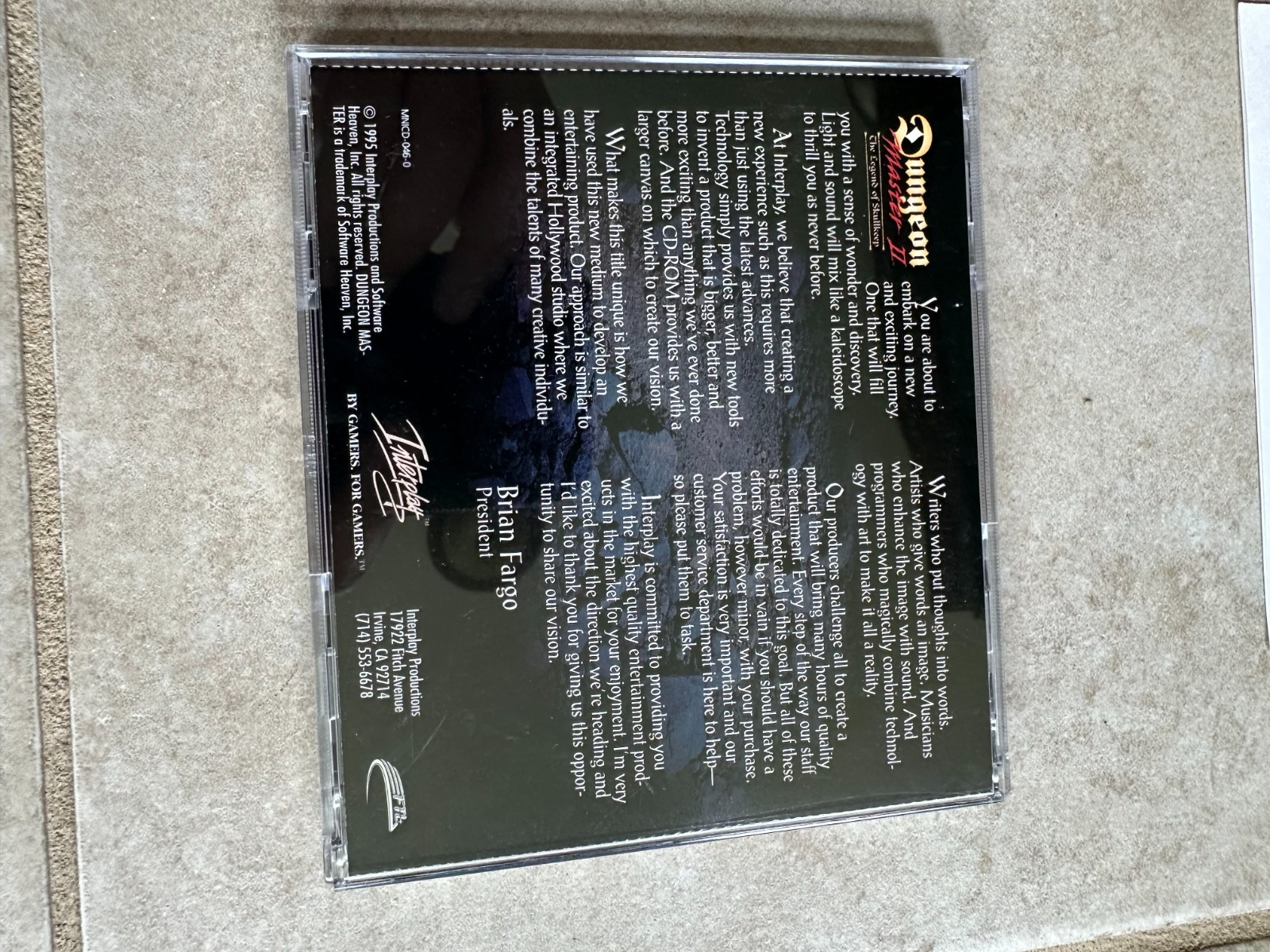 Dungeon Master II 2 IBM PC CD-ROM Game w/ Map and Manual Interplay