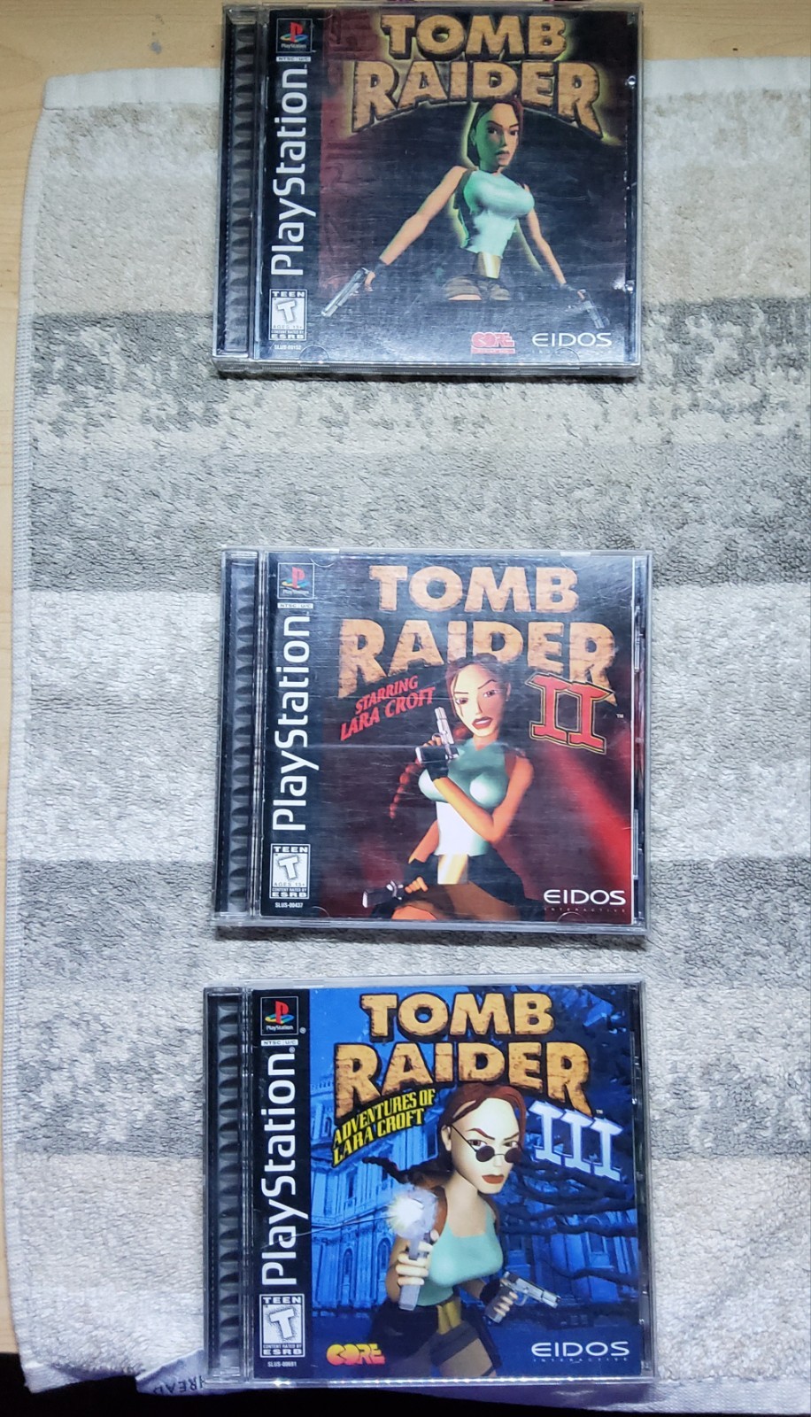 Tomb Raider 1 2 3 1-3 PS1 PlayStation 1 Lot Of 3 Games Complete CIB Black Label