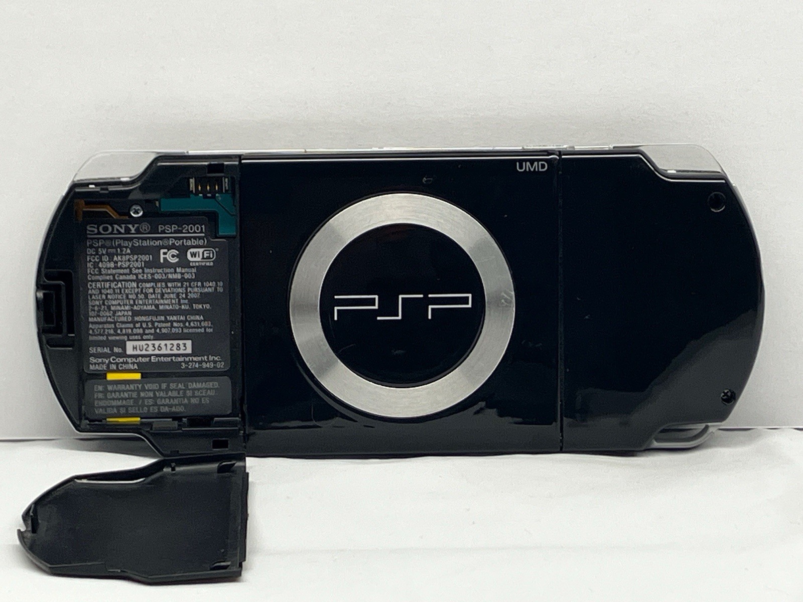 Sony PlayStation Portable PSP PSP-2001 Gaming System Black, Needs Battery.