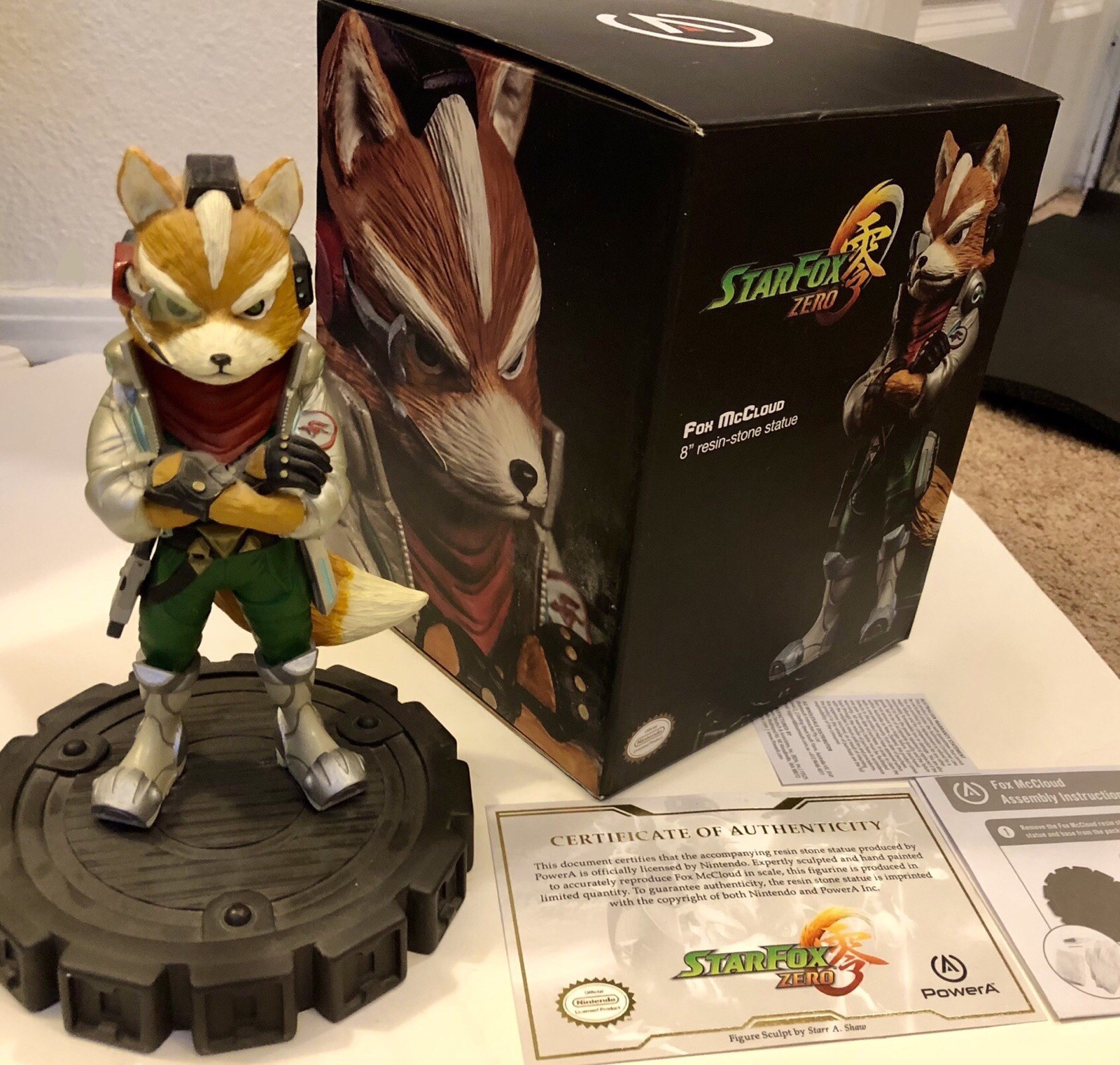 Star Fox Zero – Fox McCloud 8″ Resin Stone Statue – Nintendo – Power A Rare!