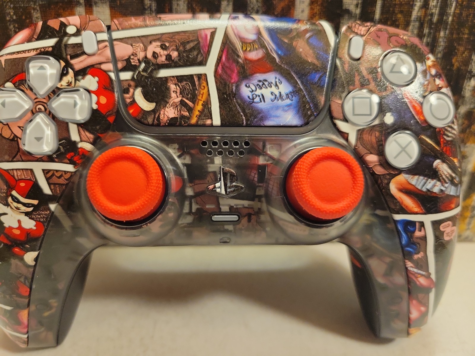 TMR Analogs Full Clicky Kit Custom Harley Quinn Hydro Dip Ps5 Controller