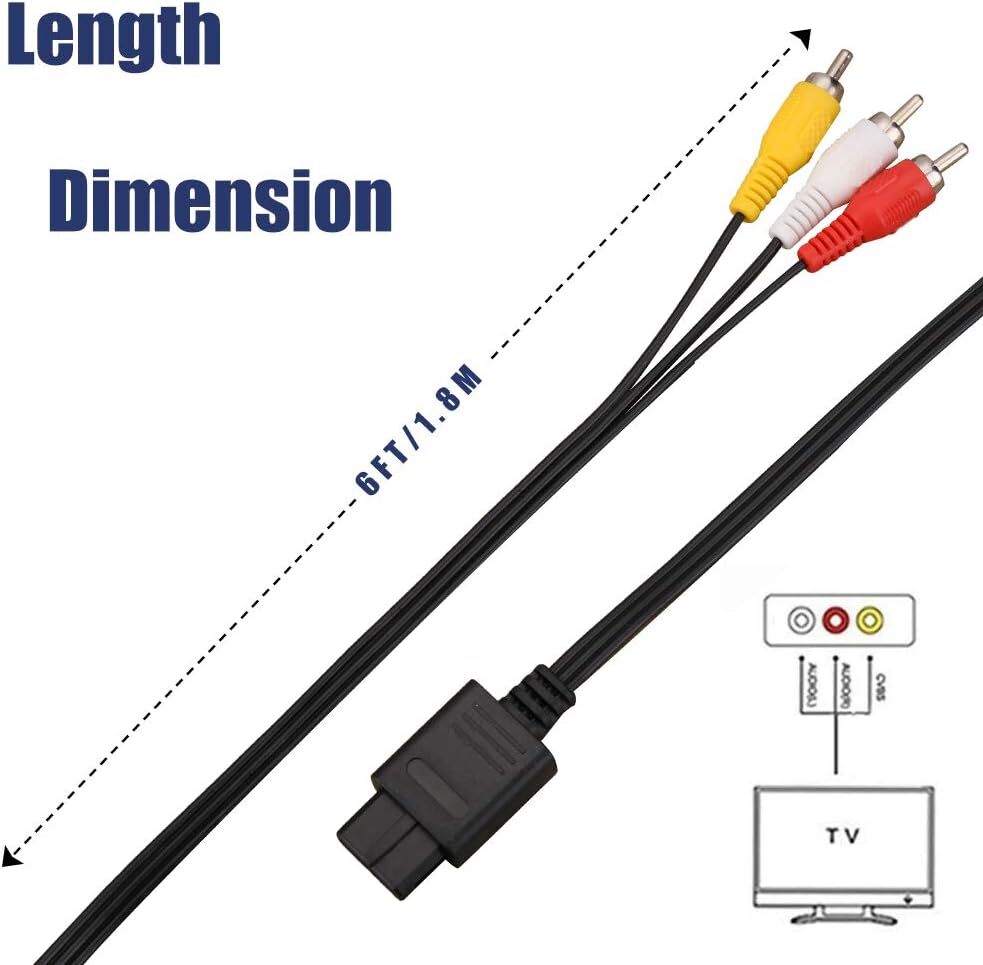 Lot RCA AV TV Audio Video Stereo Cable Cord for Super Nintendo N64 SNES Gamecube