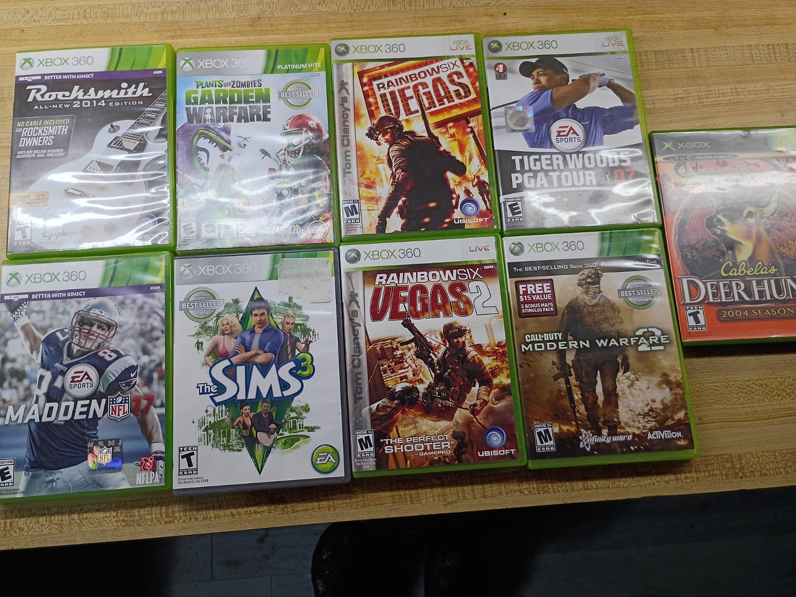 Xbox 360 Mixed Video Game Lot w/ Cases – Sports, Shooter, Action & Sims