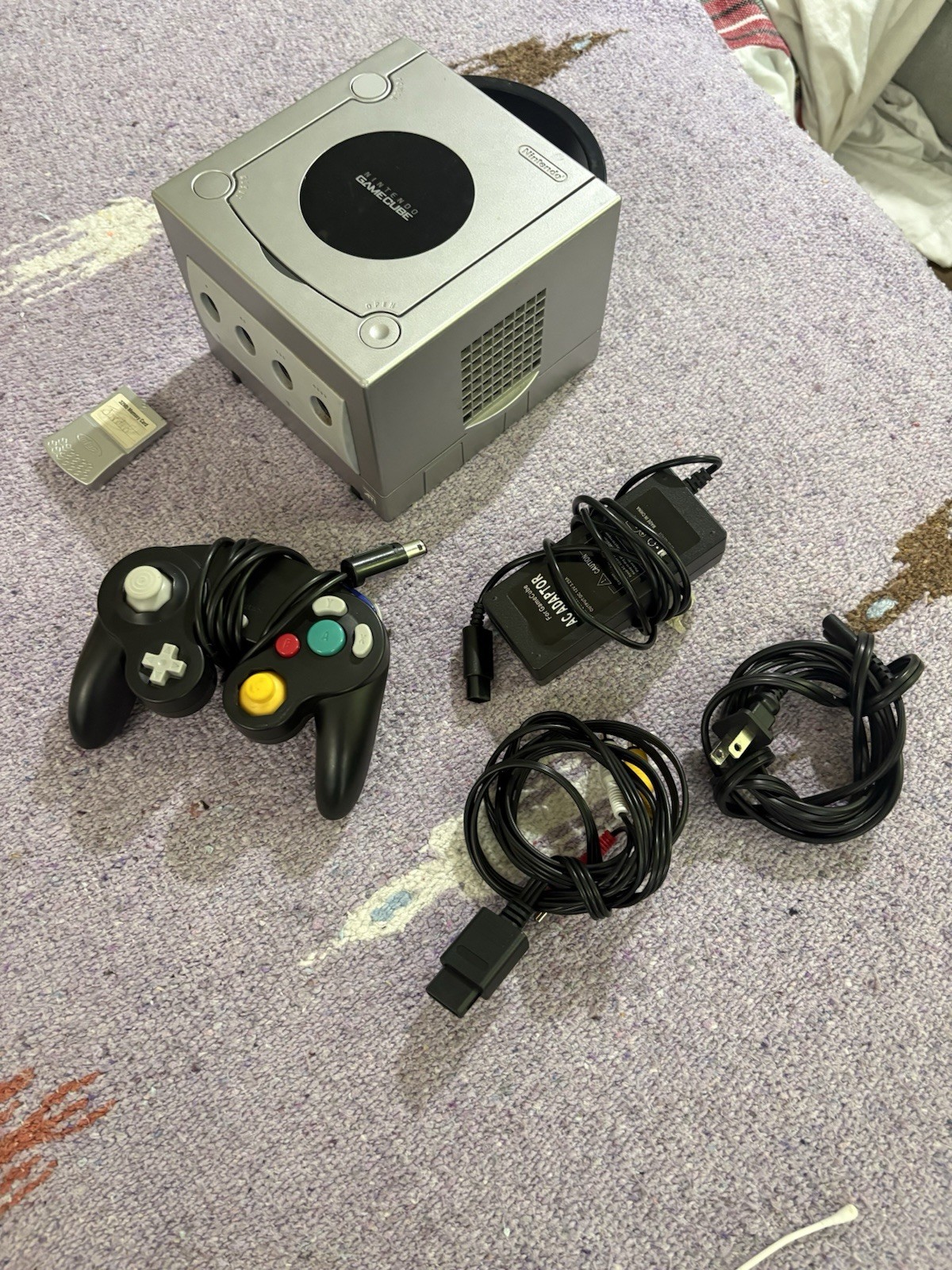 Nintendo GameCube Silver Console Bundle w/ Controller, Cables, Memory Card