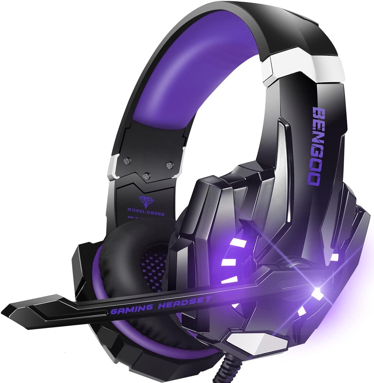 BENGOO G9000 Stereo Gaming Headset for PS5, PS4, PC, Xbox One Purple