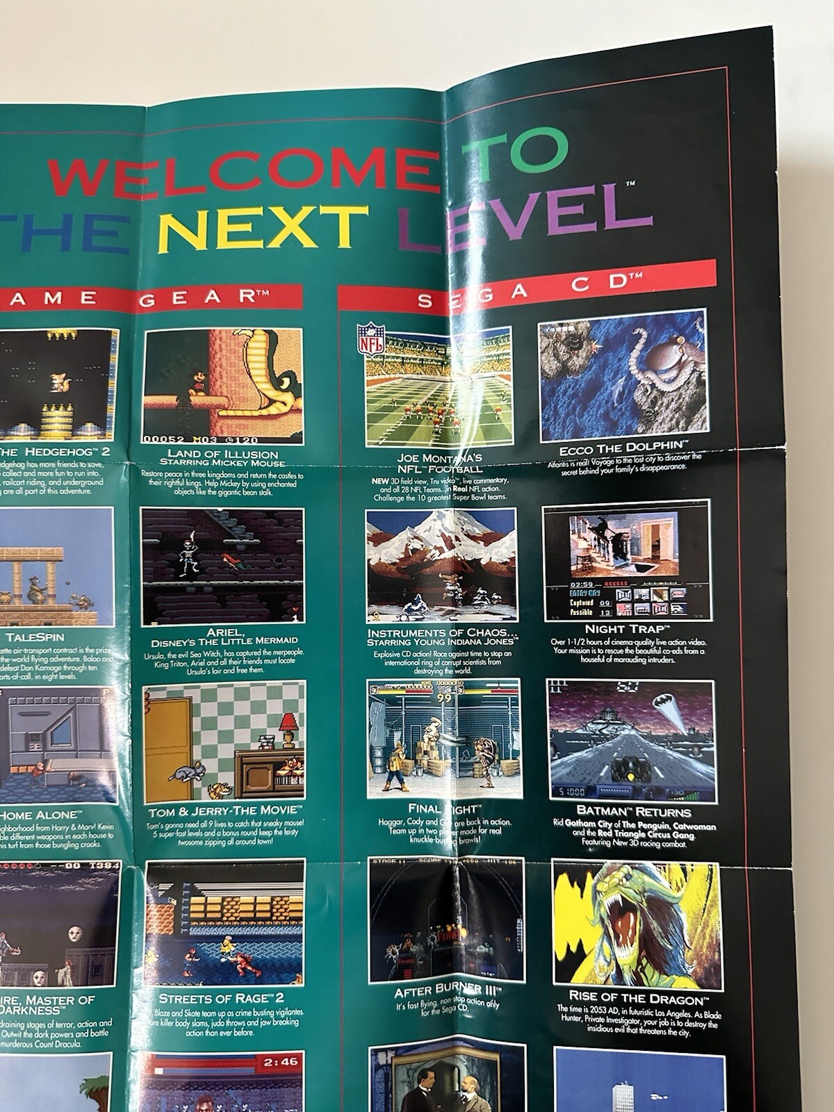 Sega Welcome To The Next Level – Jurassic Park Poster Fold Out Insert – Vintage!