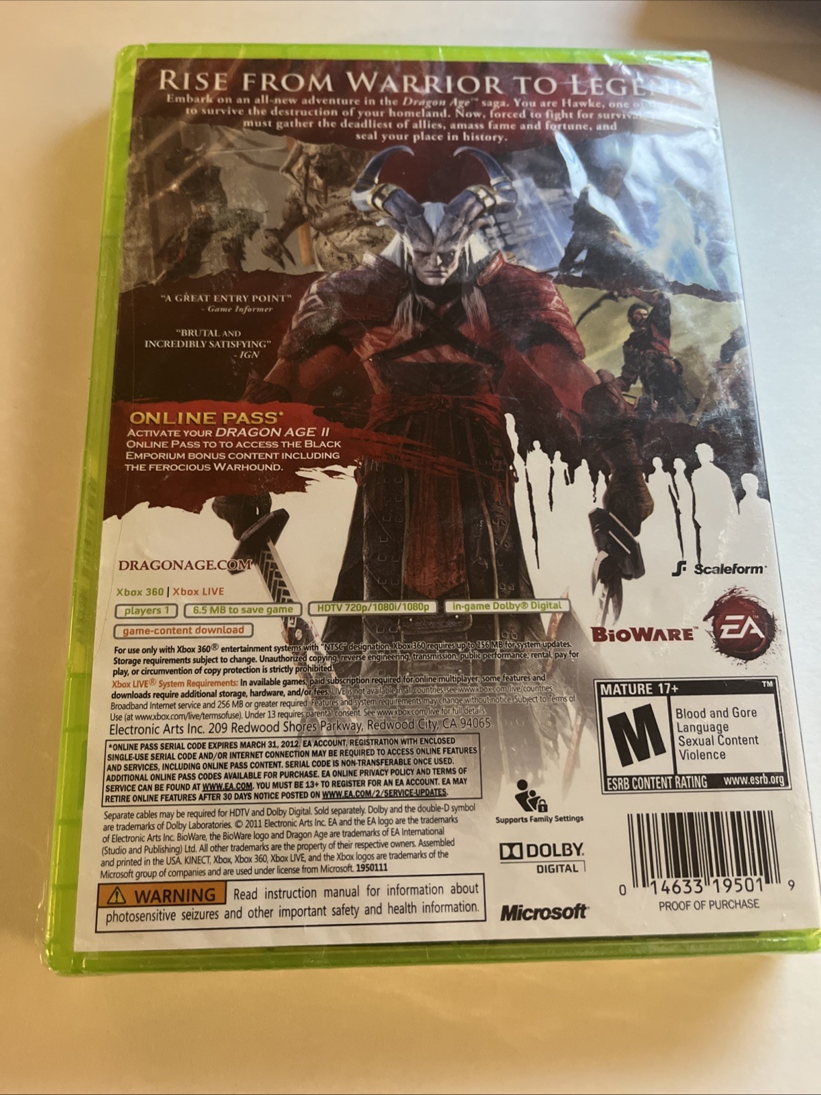 Dragon Age II (Microsoft Xbox 360, 2011) Brand New/Sealed. Ships Fast!