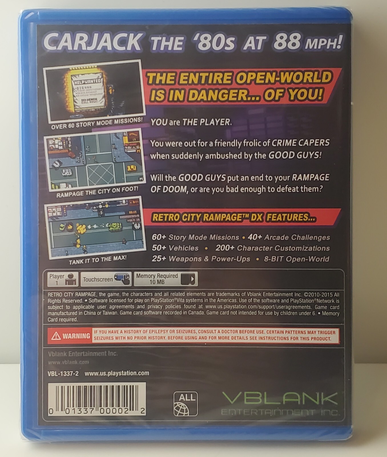 Retro City Rampage Dx Ps Vita 2015 Vblank First Print Brand New Factory Sealed
