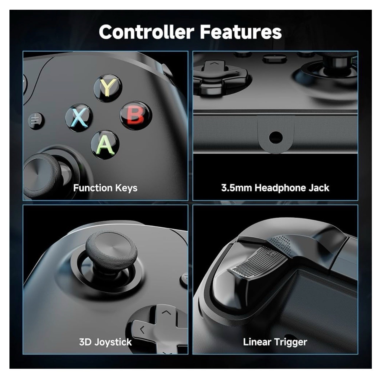 Wired USB Turbo Controller 3.5mm Jack Black Xbox One/Series X|S PC 7.2ft