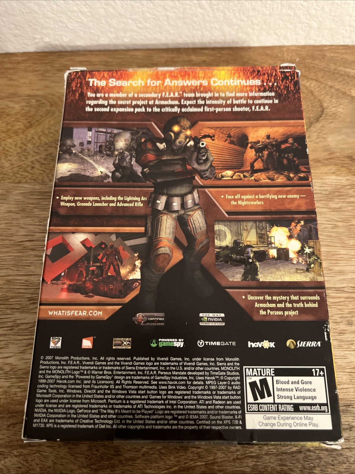 Fear Perseus Mandate First Encounter Assault Rec Video Game Pc Cd-Rom M-Mature