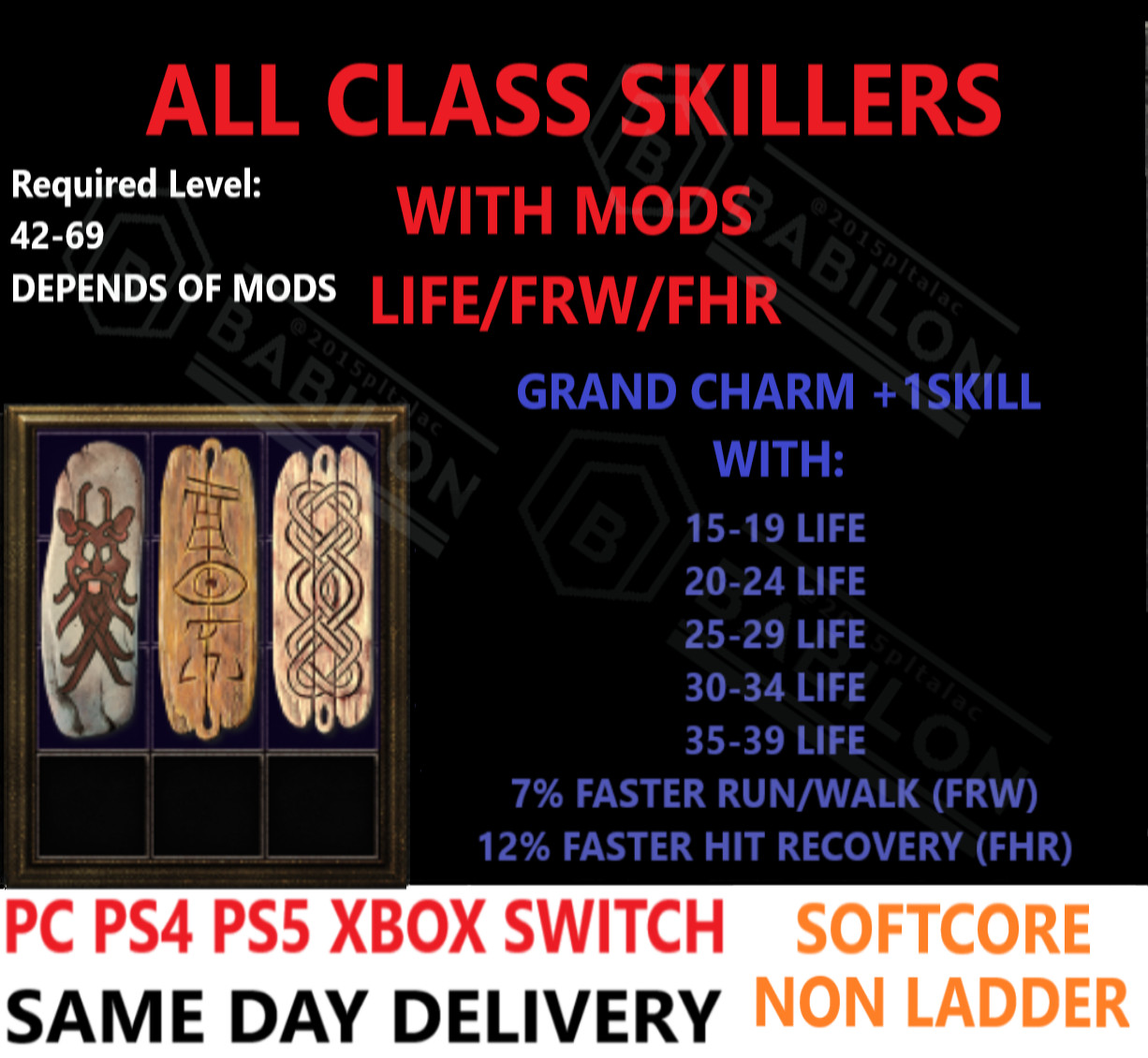 ✅PC PS4 PS5 XBOX SWITCH✅ NL Skillers Charm + life GC DIABLO 2 RESURRECTED D2R
