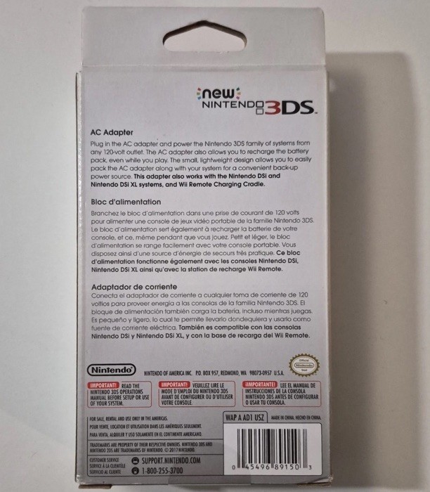 Official OEM AC Adapter for Nintendo 3DS/2DS – Brand New In Box