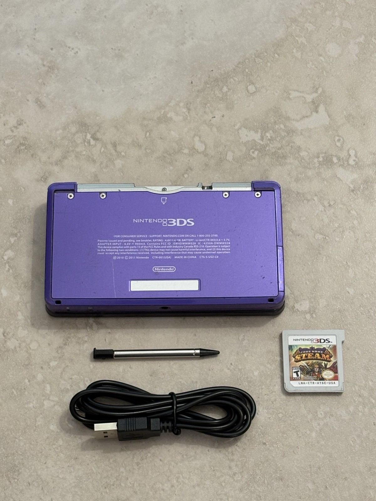 Nintendo 3ds Midnight Purple Good Condition USA Region With Charger
