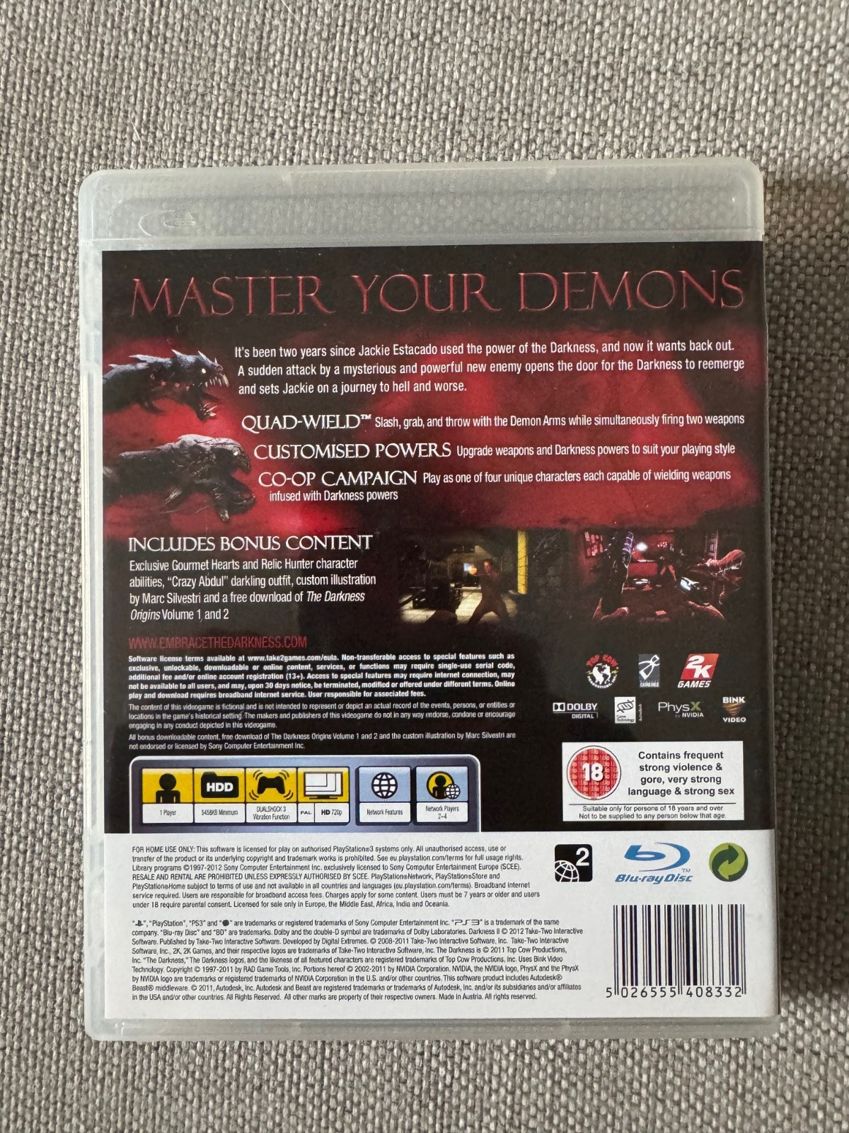 ps3 The Darkness II 2 Limited Edition Steel Slipcover (REGION FREE) RARE