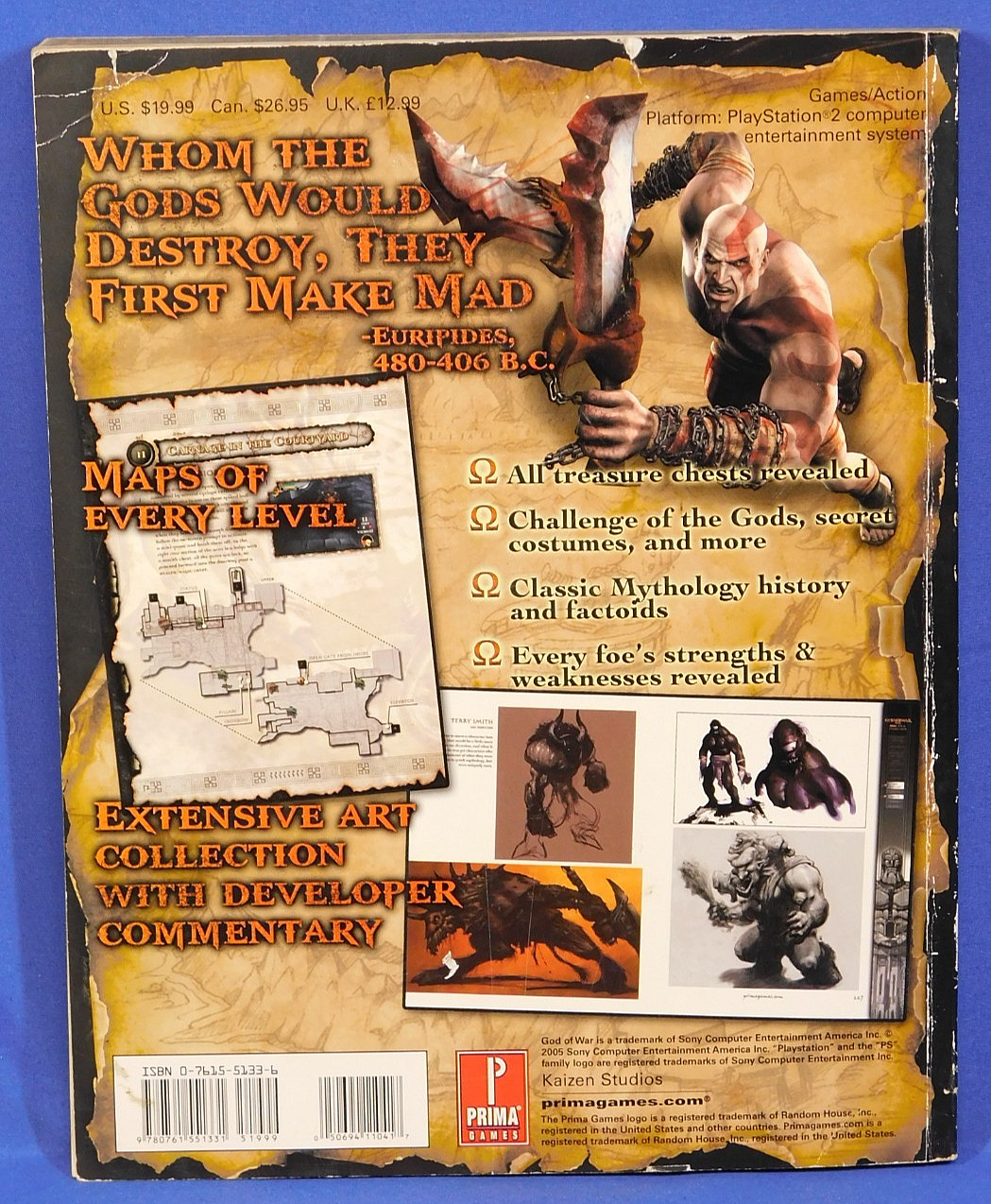 GOD OF WAR 1, 2, 3 GUIDE BOOKS PS2/3 PLAYSTATION LOT W/ART BOOK & DVD