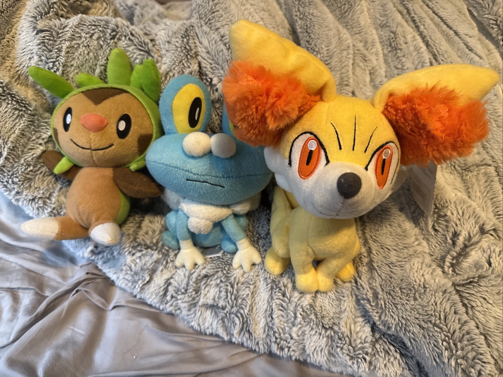 XY Era Starter Trio Plushes | Chespin, Froakie, and Fennekin | Tomy Pokemon XY