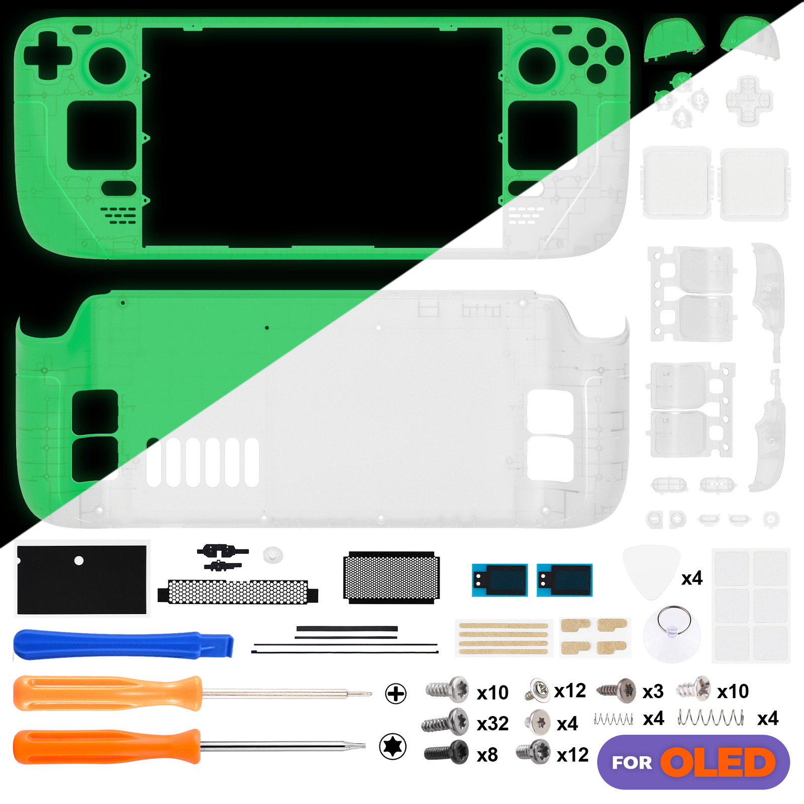 Replacement Full Set Housing Shell Case w/Buttons for Steam Deck OLED Console