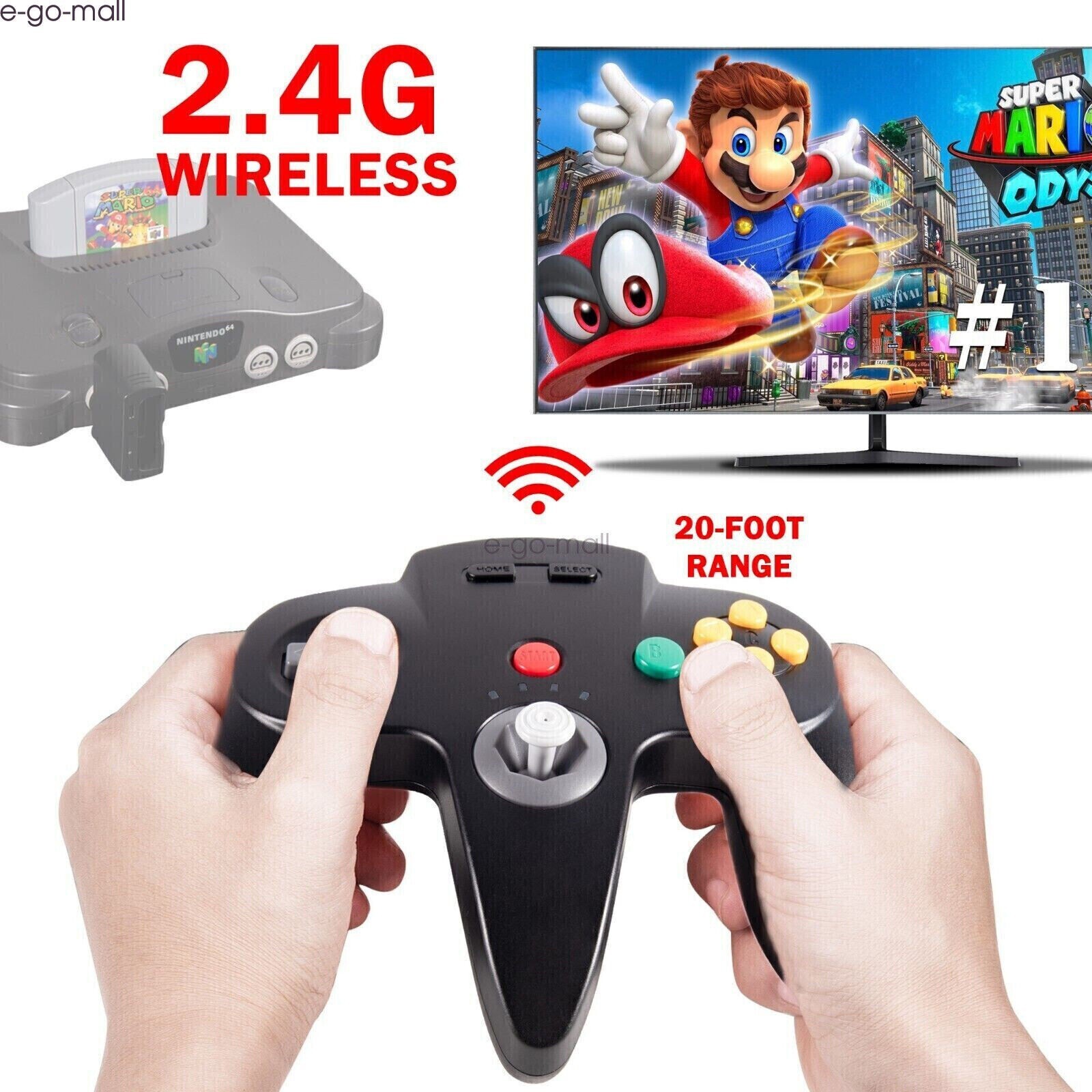 Black + Grey Wireless Switch N64 Controller for Nintendo 64™Switch Online PC MAC