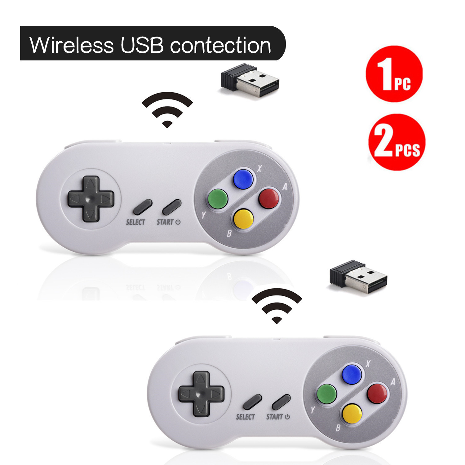 Wireless USB SNES Controller Joystick Gamepad For PC MAC Raspberry Pi Windows