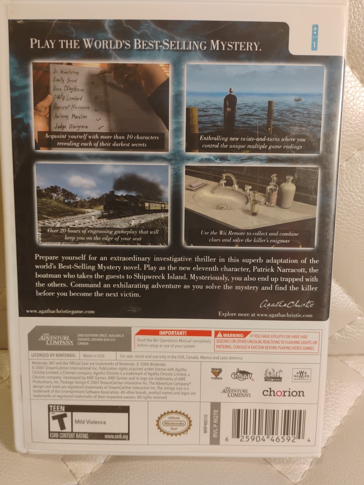 Agatha Christie: And Then There Were None (Nintendo Wii, 2008)CIB Fast Shipping