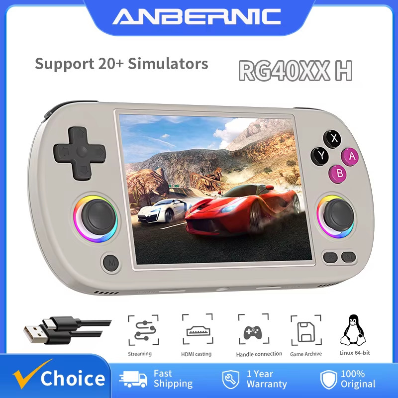 RG40XX H Handheld Game Console Linux 64-Bit System 4.0 Inch IPS 3200Mah Retro Vi