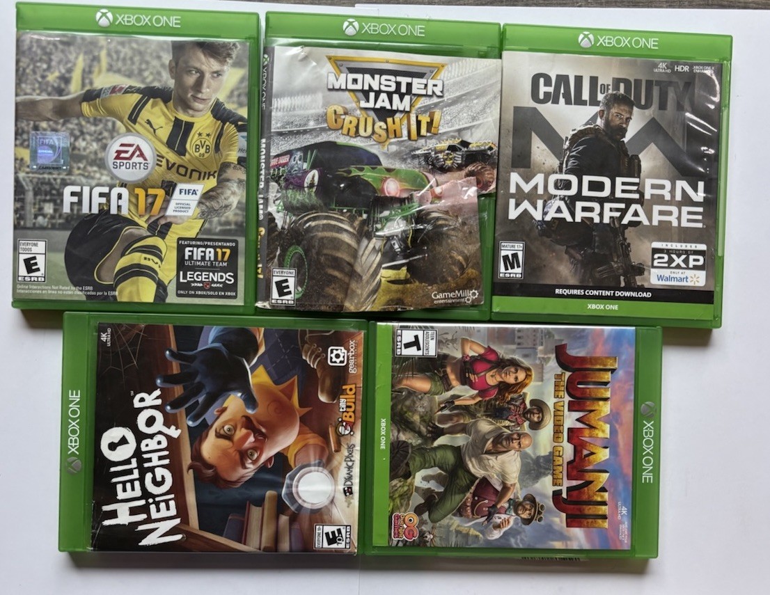 Microsoft Xbox One S 1TB Console Bundle w/ 2 Controllers & 19 Games all Tested!