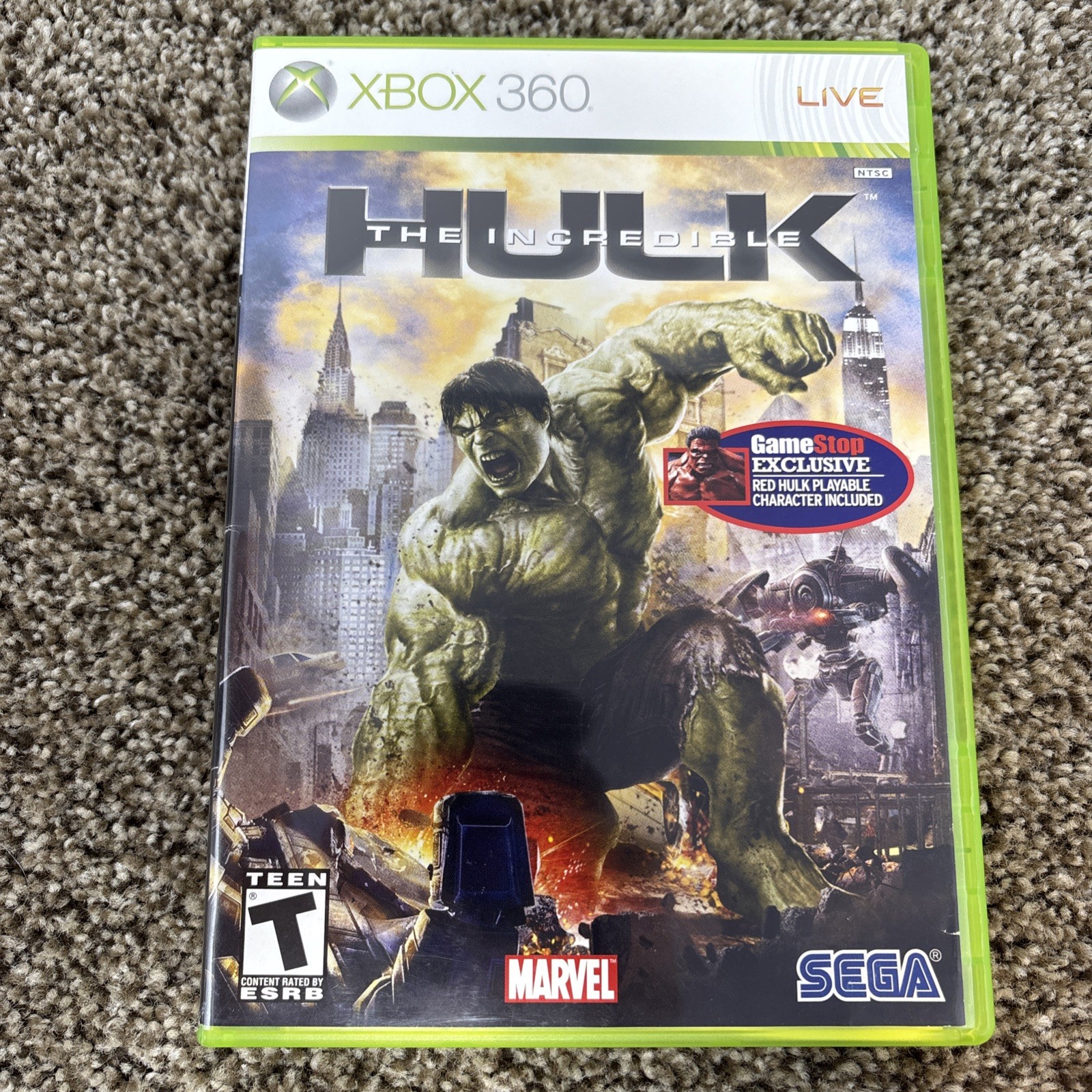 The Incredible Hulk GameStop Exclusive Xbox 360 Complete Red Hulk Tested & Works