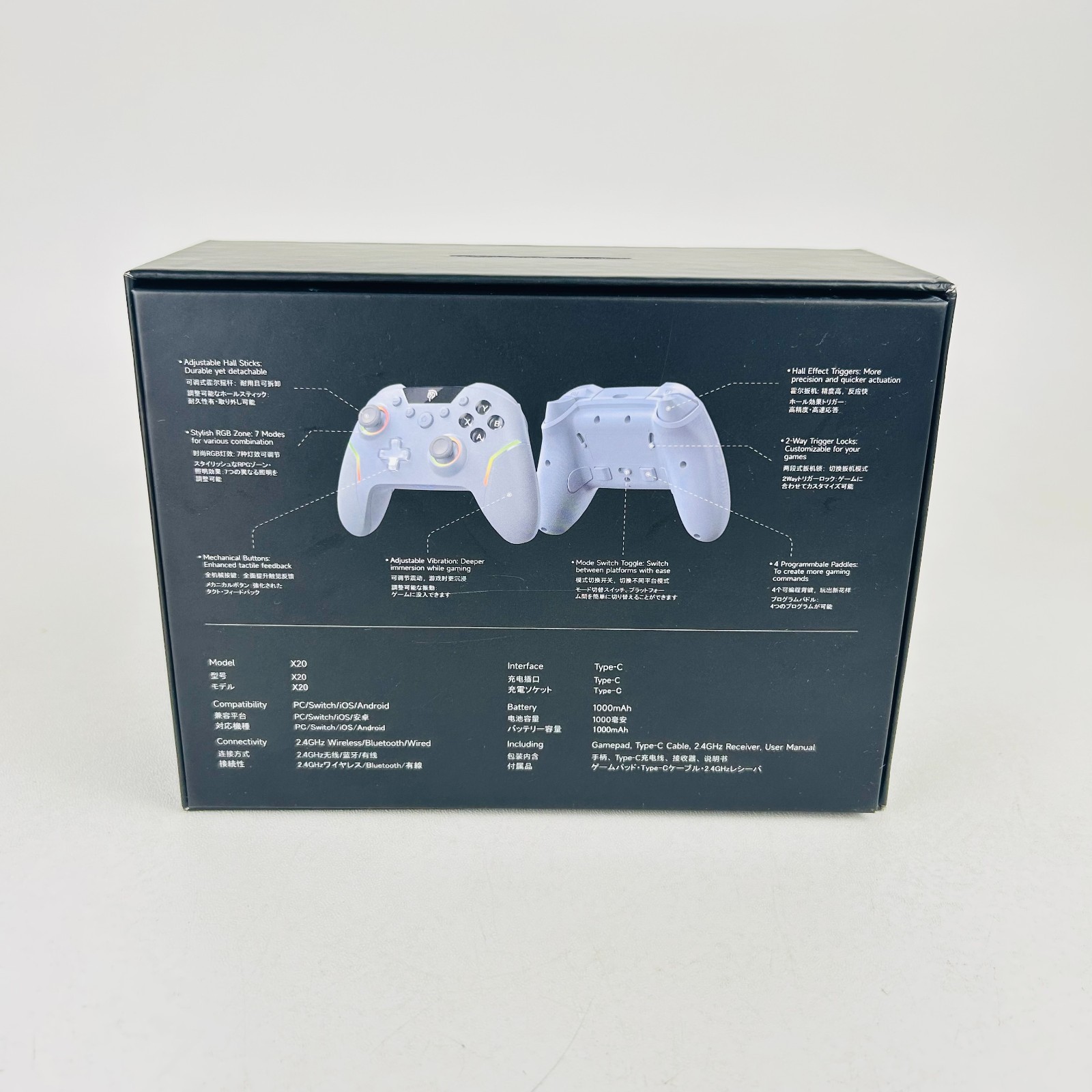 EasySMX X20 Wireless Gaming Controller RGB Backlit PC/Switch/Android/Steam iOS