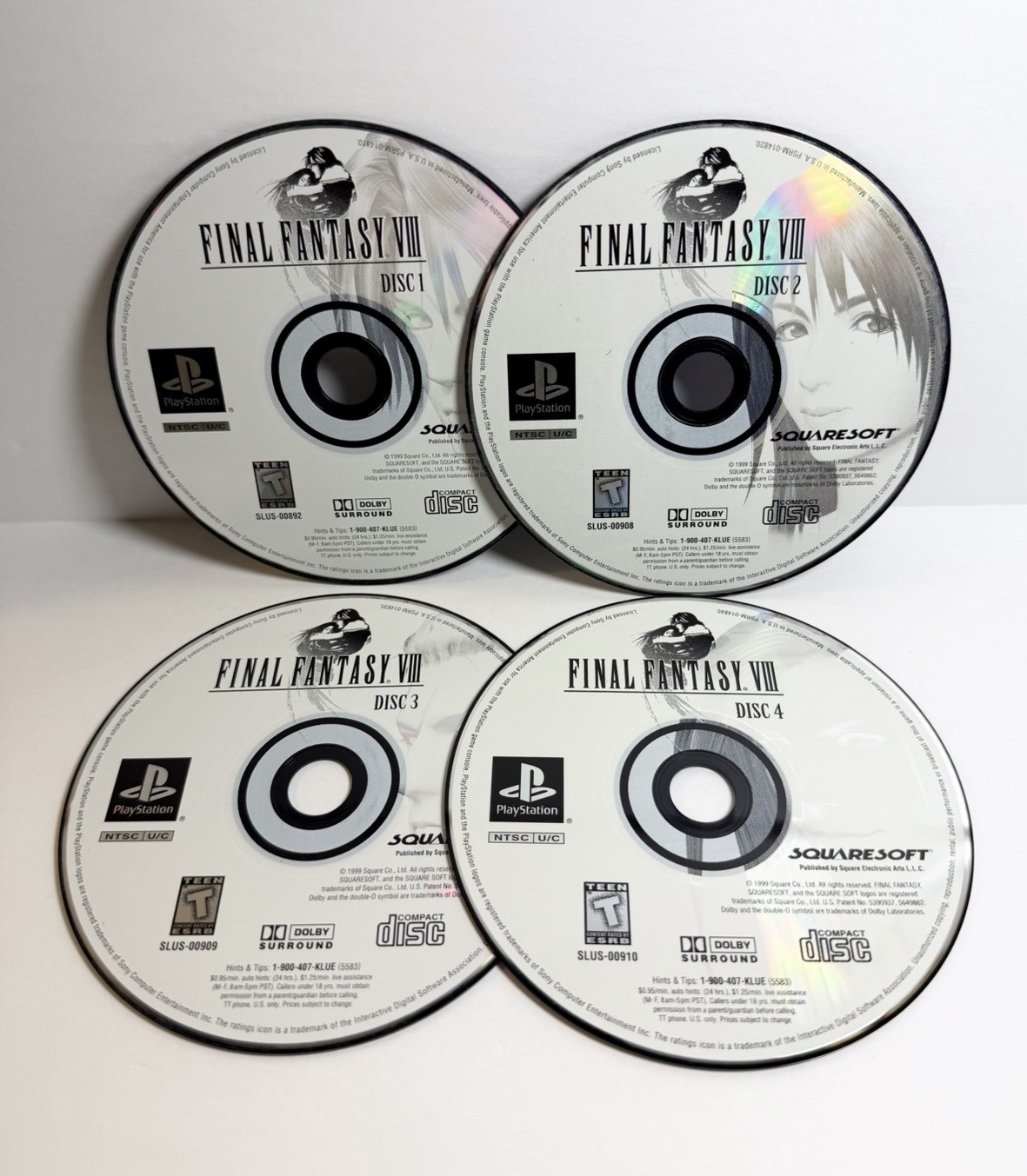 Final Fantasy VIII 8 (PlayStation 1, 1999) PS1 Discs 1,2,3, & 4 Only – Tested