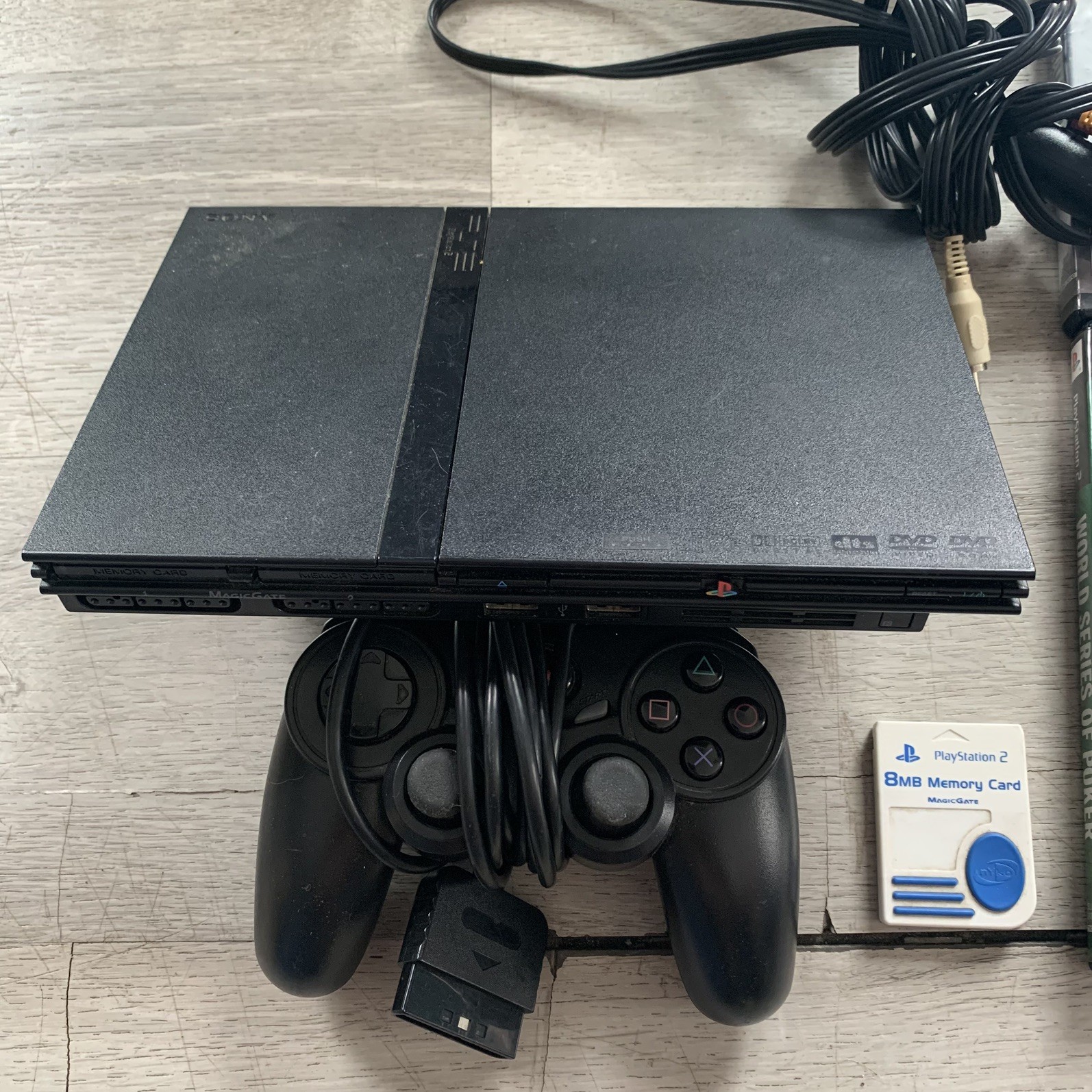 Sony PlayStation 2 Slim PS2 Black Console SCPH-70001 Controller AC Stand NTSC