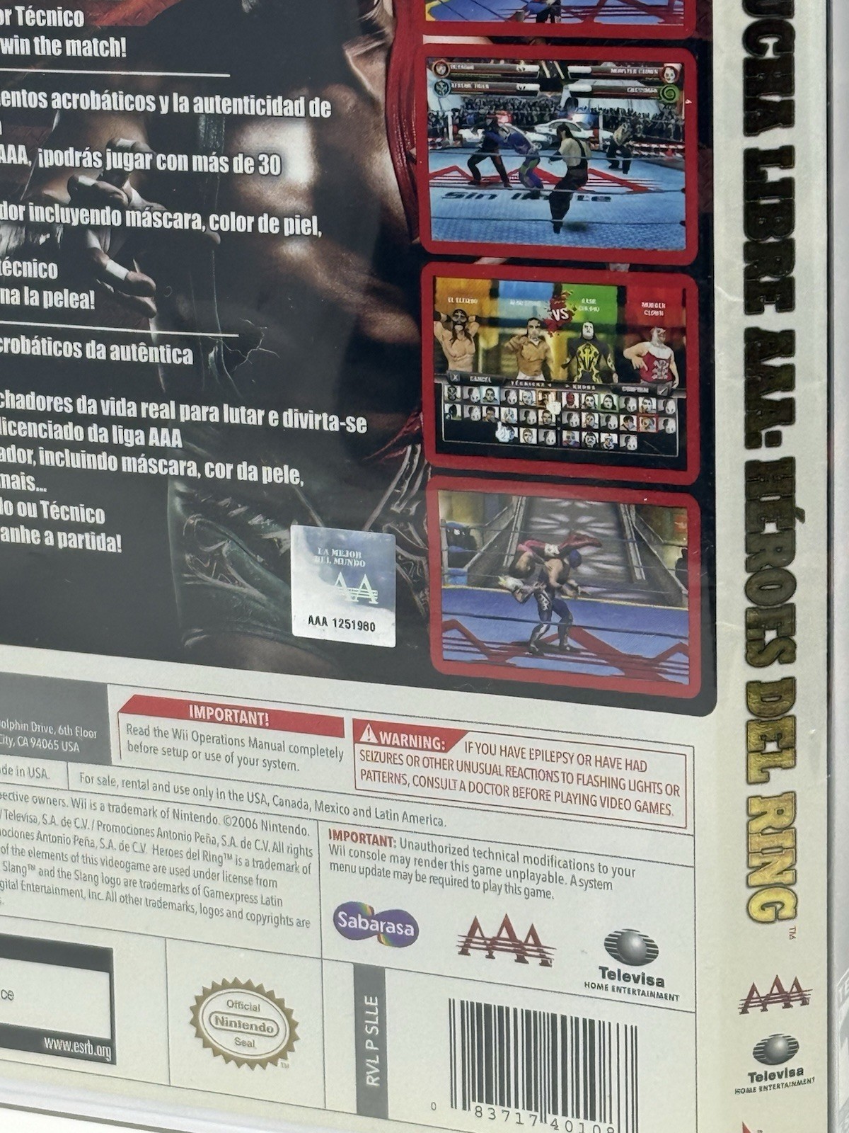 Lucha Libre AAA Heroes del Ring Nintendo Wii Complete CIB La Parka Mexico Cover