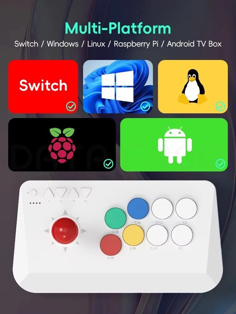 DATA FROG Y5A Wireless Arcade Fight Stick Controller 2.4G for Switch 2 PC