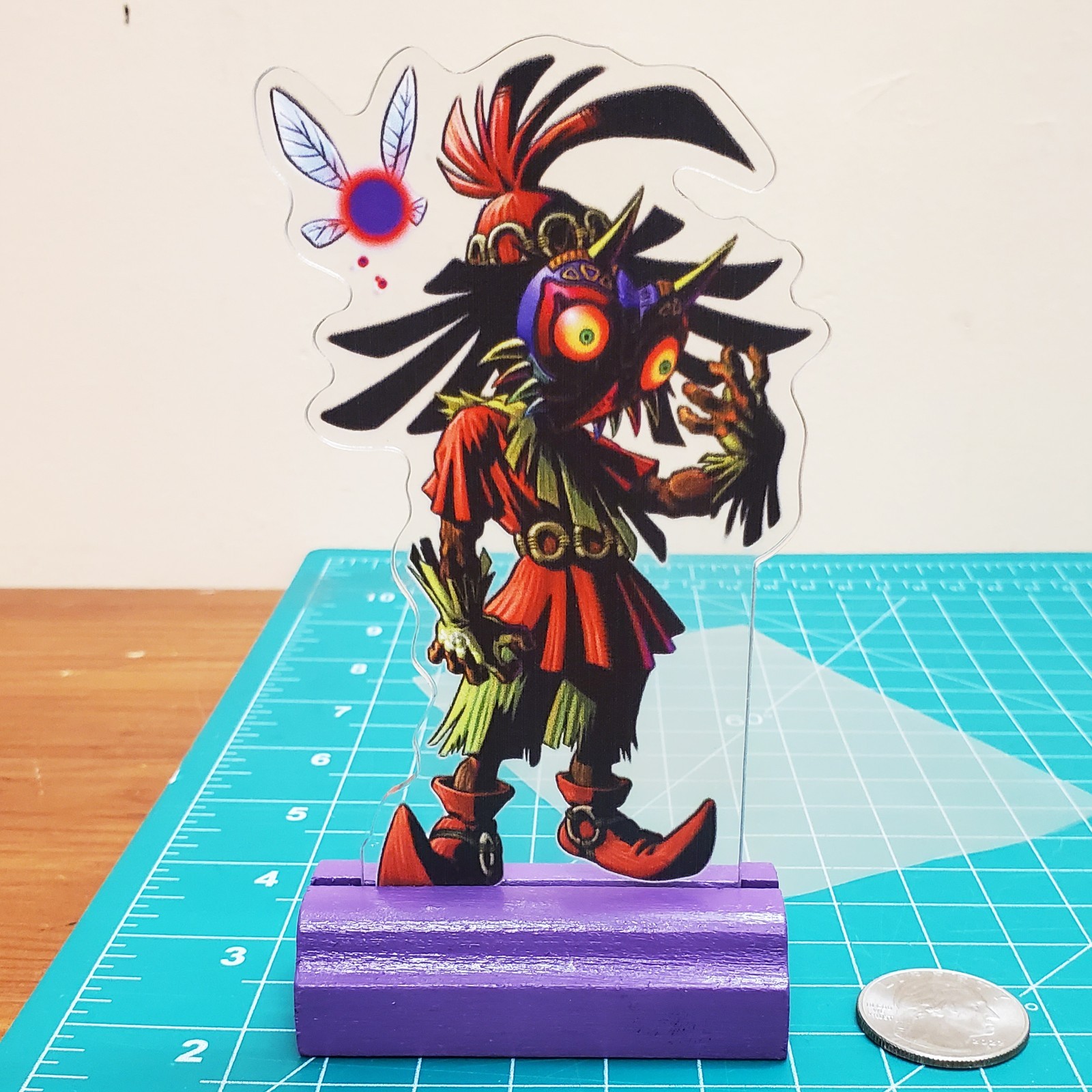 Majoras Mask Skull Kid Cutout Display Standee 5.5 in. tall w/ Purple Wooden Base