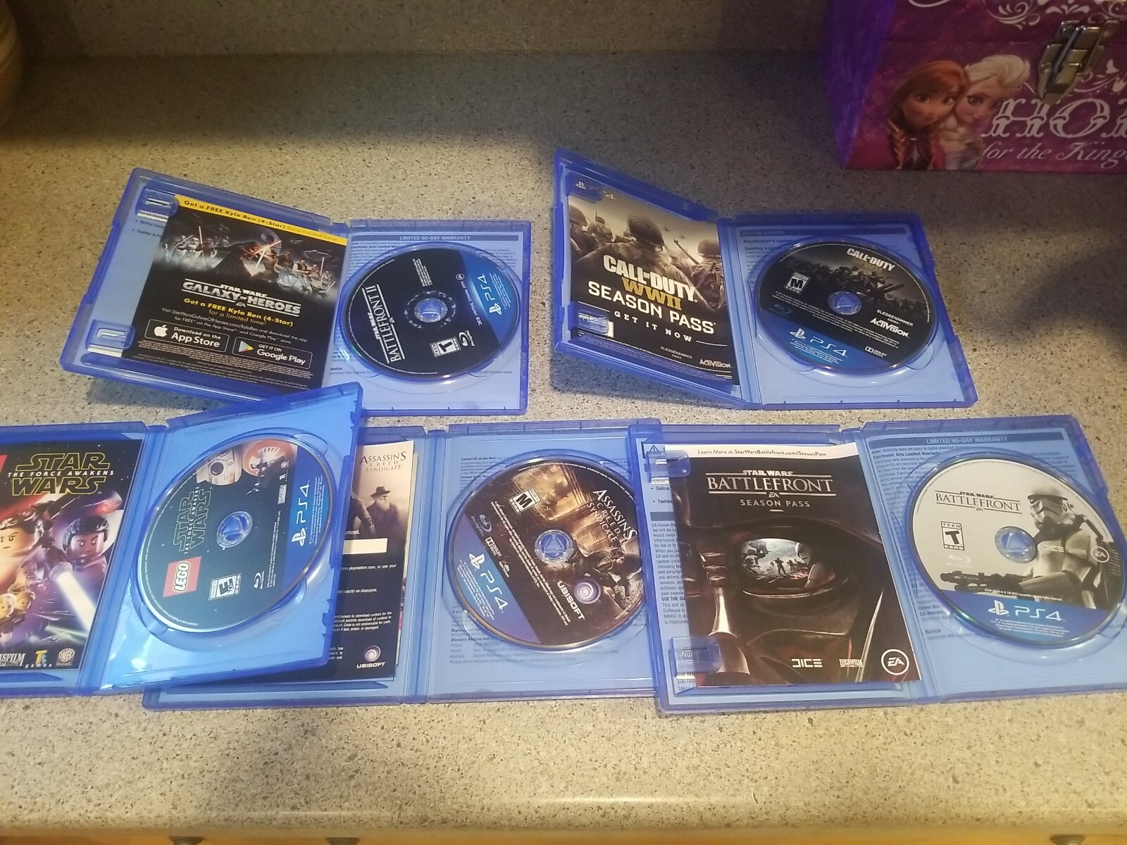 Ps4 game lot battlefront 1 and 2 call of duty ww2 AC syndicate lego star wars