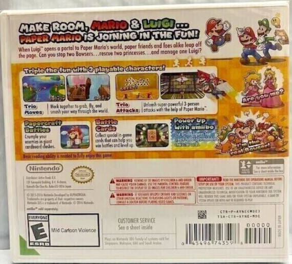 Mario & Luigi: Paper Jam 3DS Brand New Game (2015 Action RPG)