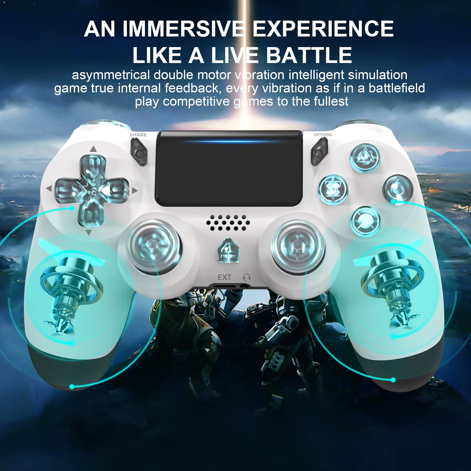 Bluetooth Wireless Gamepad Compatible With PS4 PS3 Computer PC RGB Controller