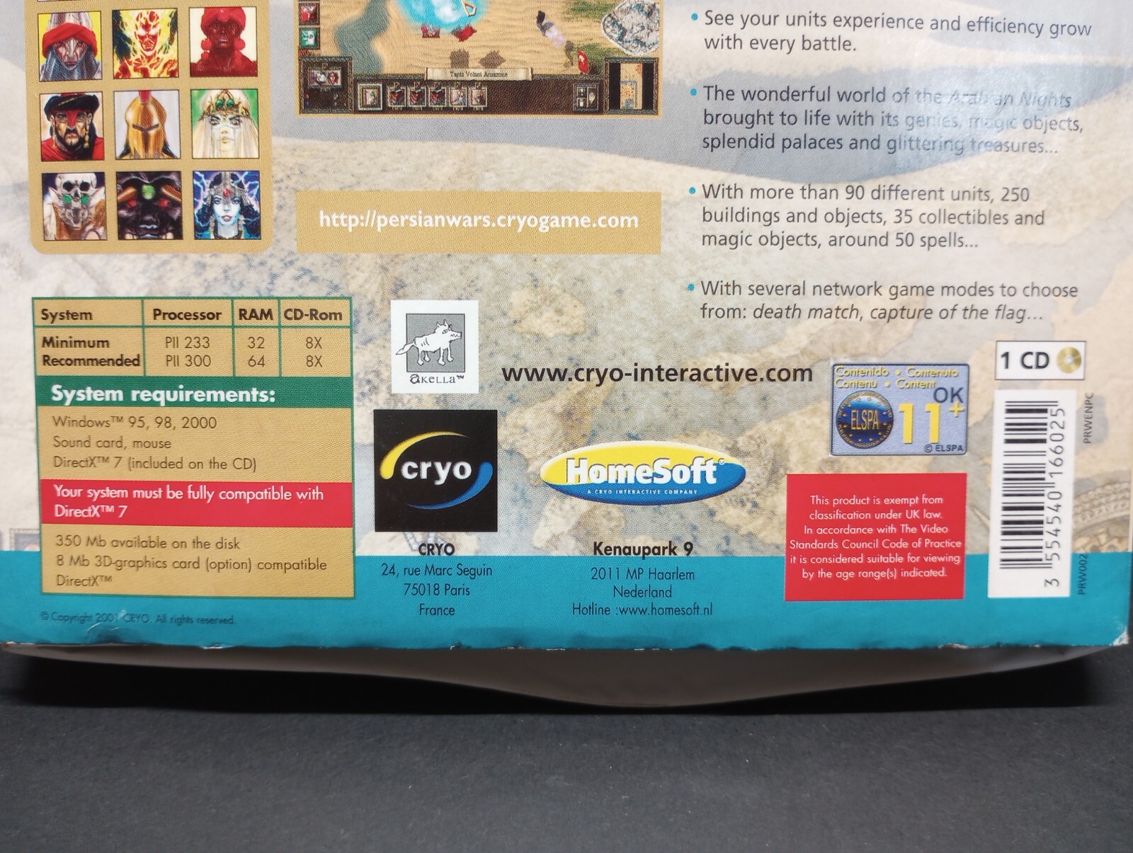 Persian Wars PC Big Box CD-ROM 2001 Cryo Strategy Windows 95, 98, 2000 HomeSoft