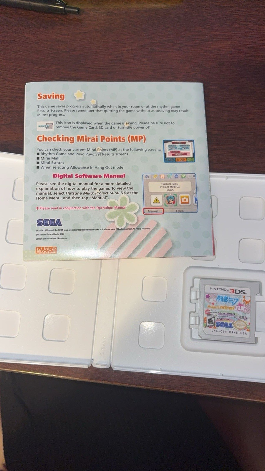 Hatsune Miku: Project Mirai DX Nintendo 3DS Manual Included