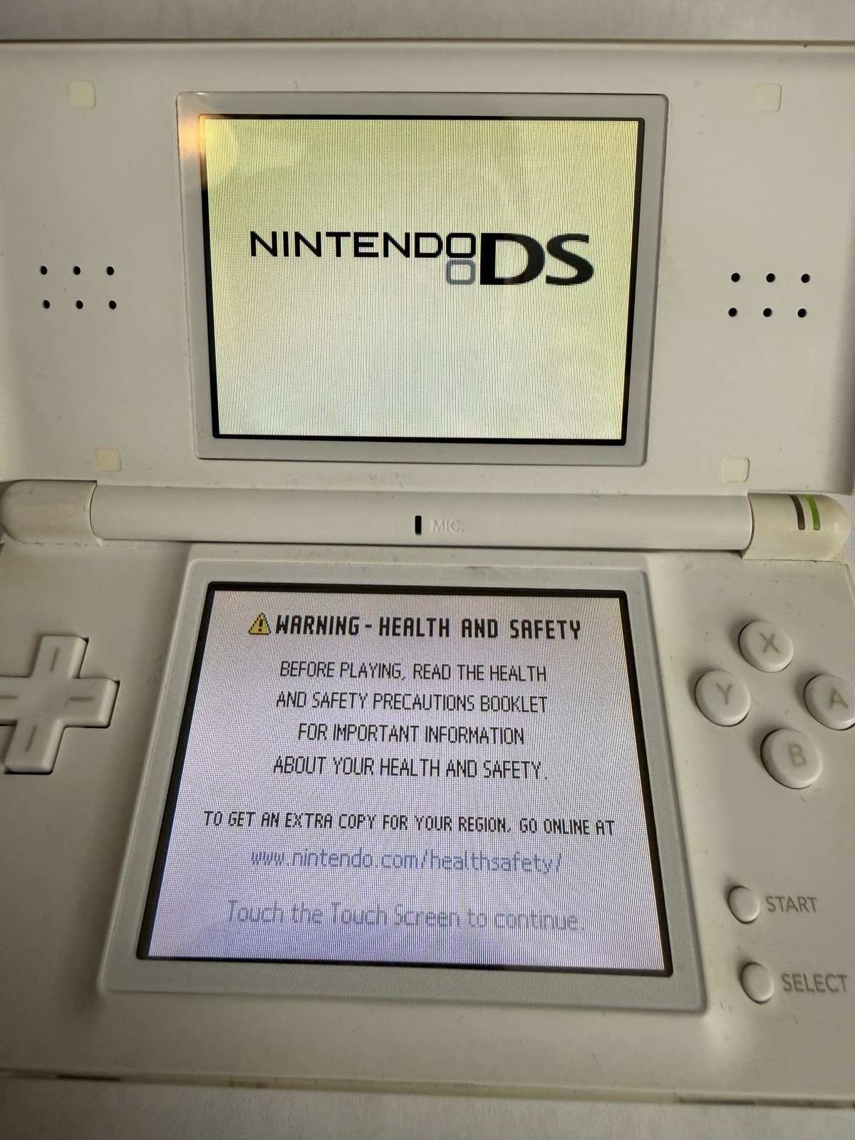 Nintendo DS Lite Polar White Console Tested Working Yellowing No Game USG-001