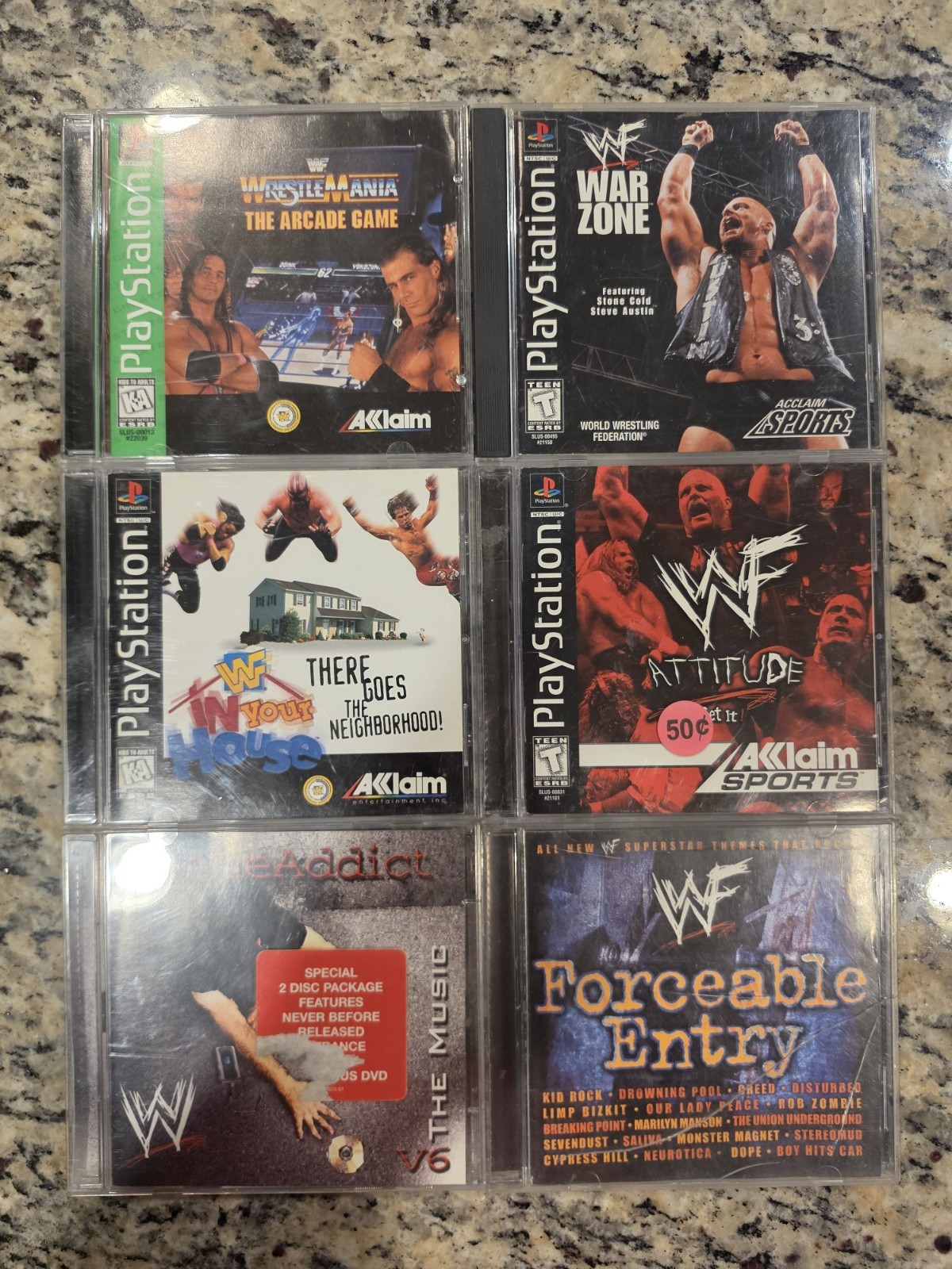 PlayStation WWF WrestleMania The Arcade Game War Zone Forceable Entry CD Used