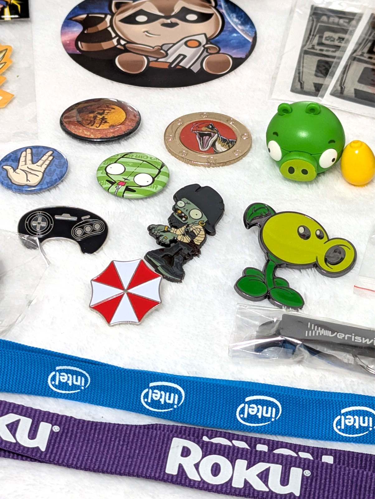 Gaming Collectibles Lot Nintendo Fallout Funko Pins Figures Lanyards Stickers