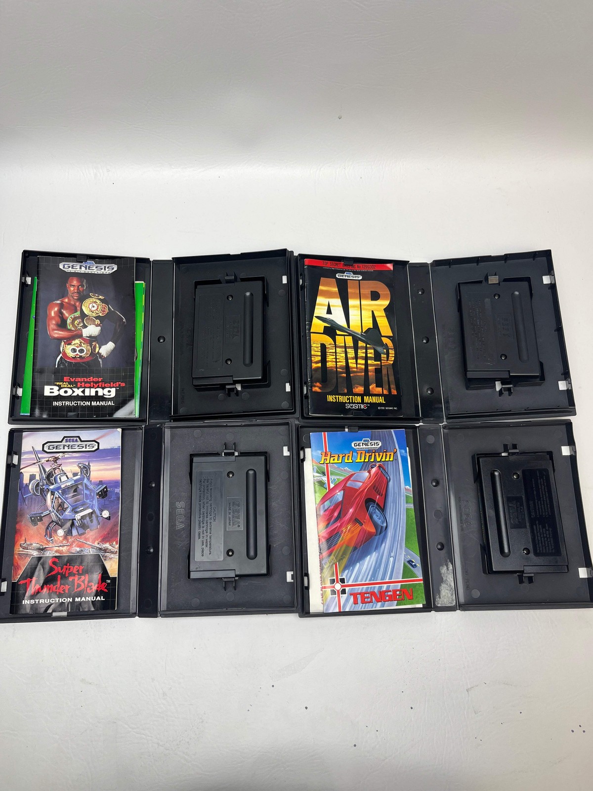 Lot of 4 Sega Genesis Evander Holyfield’s Real Deal Boxing,Air Diver,Super Thund
