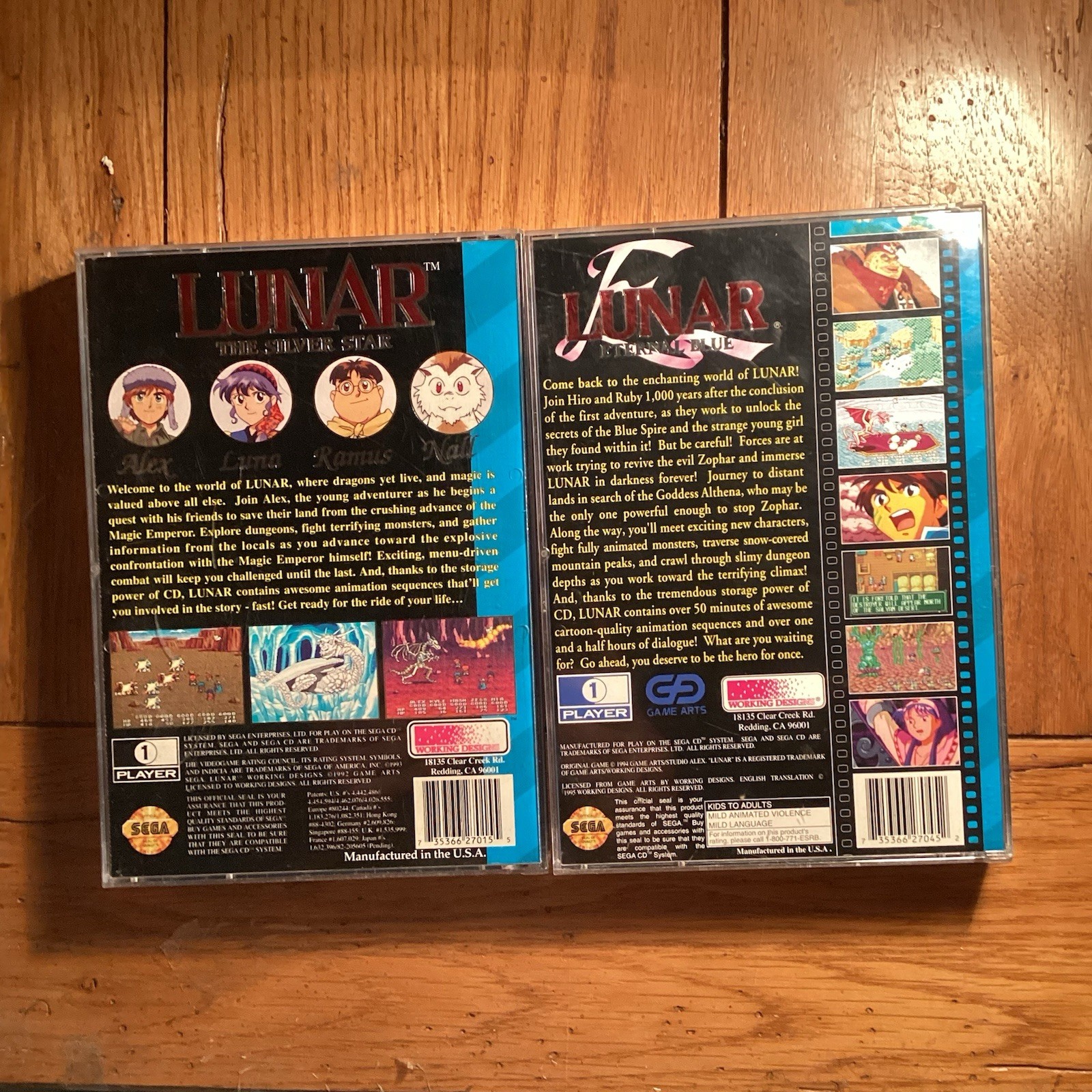 Lunar: Eternal Blue & Lunar Silver Star, 2 Game Sega CD RPG Lot, CIB Complete