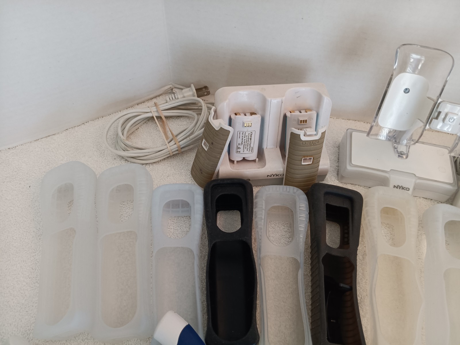 Lot of Nintendo Wii Accessories Chargers Wiimote Covers Steering Wheel Sports