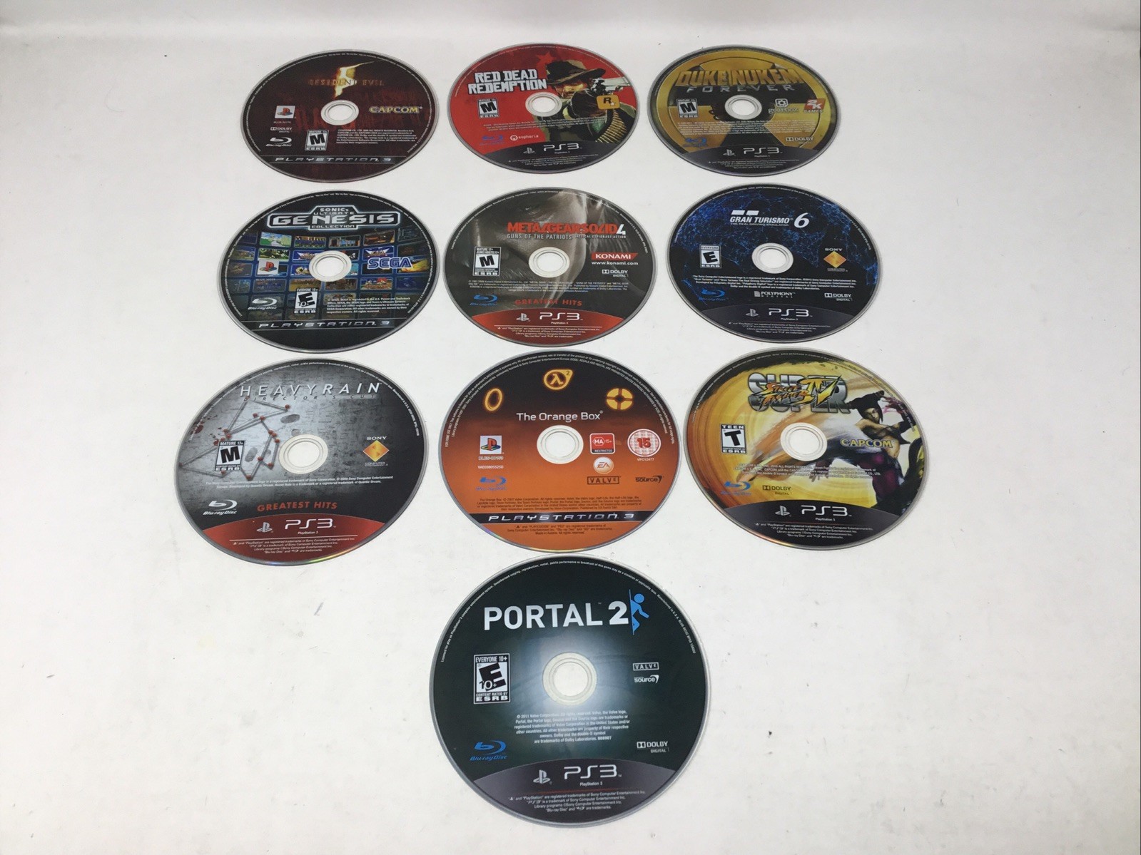 PS3 Game Lot Of 10 Disc Only Lightly Scratched Street Fighter IV Red Dead RE5