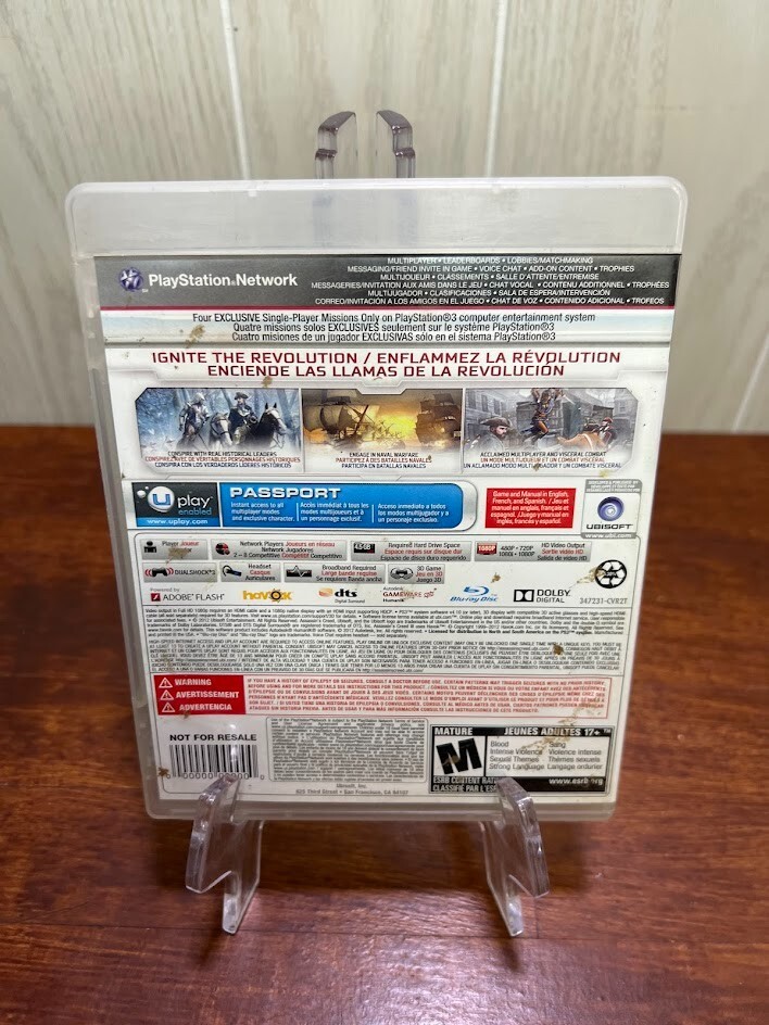 Assassin’s Creed III Sony PlayStation 3 2012 PS3 Free Shipping CIB Tested