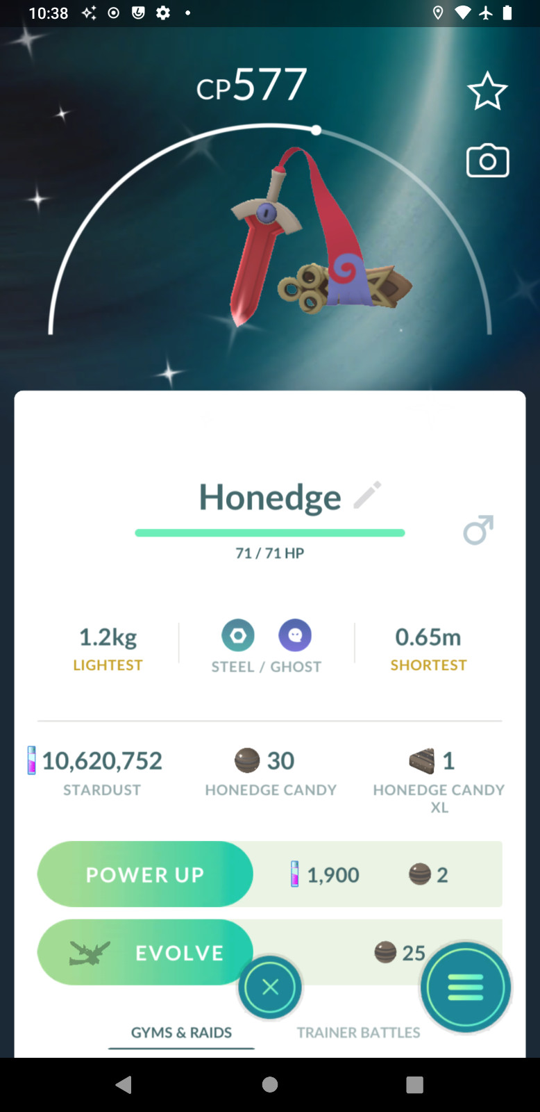Shiny Honedge – TR-DE 1M stardust or 20k stardust