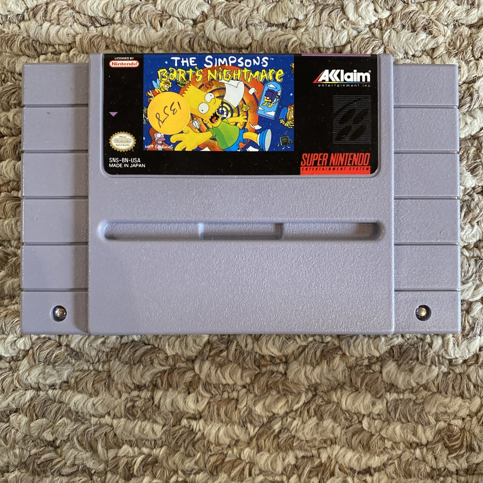 The Simpson’s Bart’s Nightmare Complete In Box CIB Super Nintendo SNES