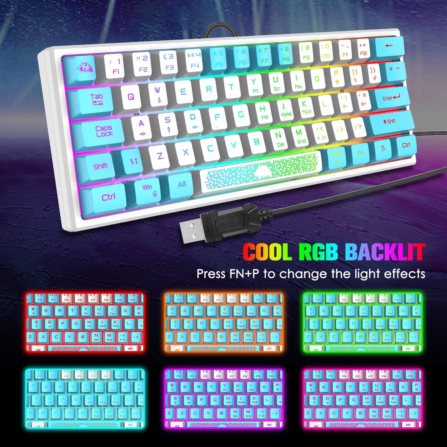 60% Gaming Keyboard and Mouse Combo Samll Mini RGB Backlight Mechanical Feeli…